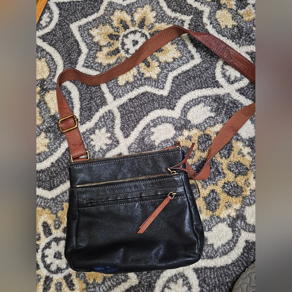 Black and Brown Leather Crossbody Bag